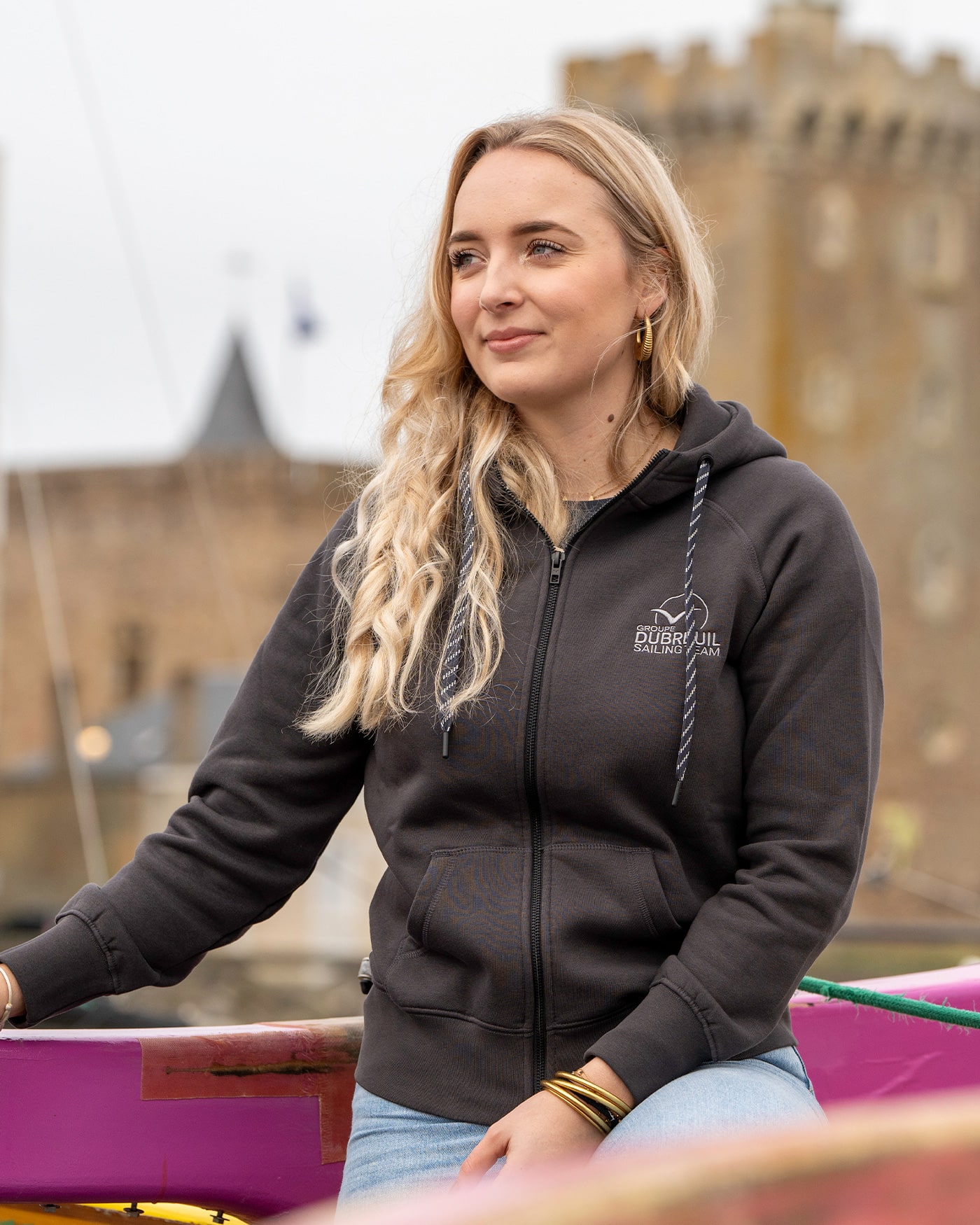 Sweat à Capuche Oversize Avec Col Zippé Femme Noir